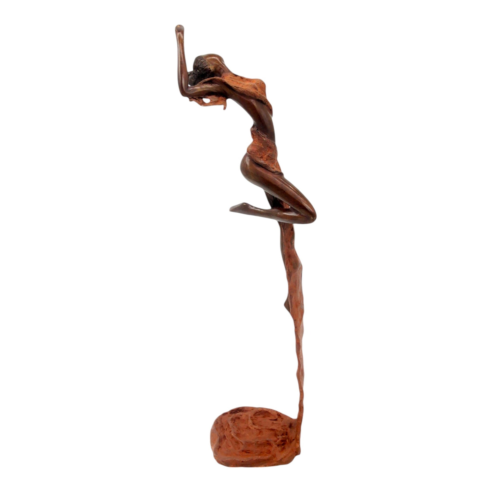 Bronze Issouf danseuse 50 cm marron n°1 Bronzes d&#39;Afrique