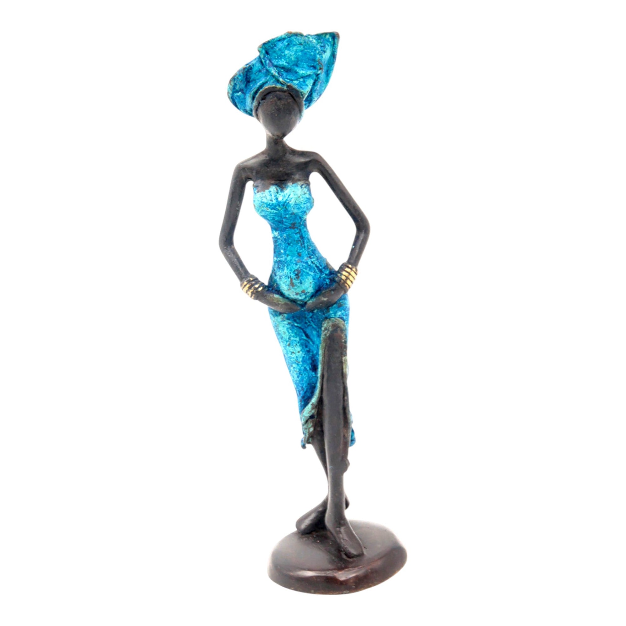 Bronze 25 cm bleu n°1 Bronzes d&#39;Afrique
