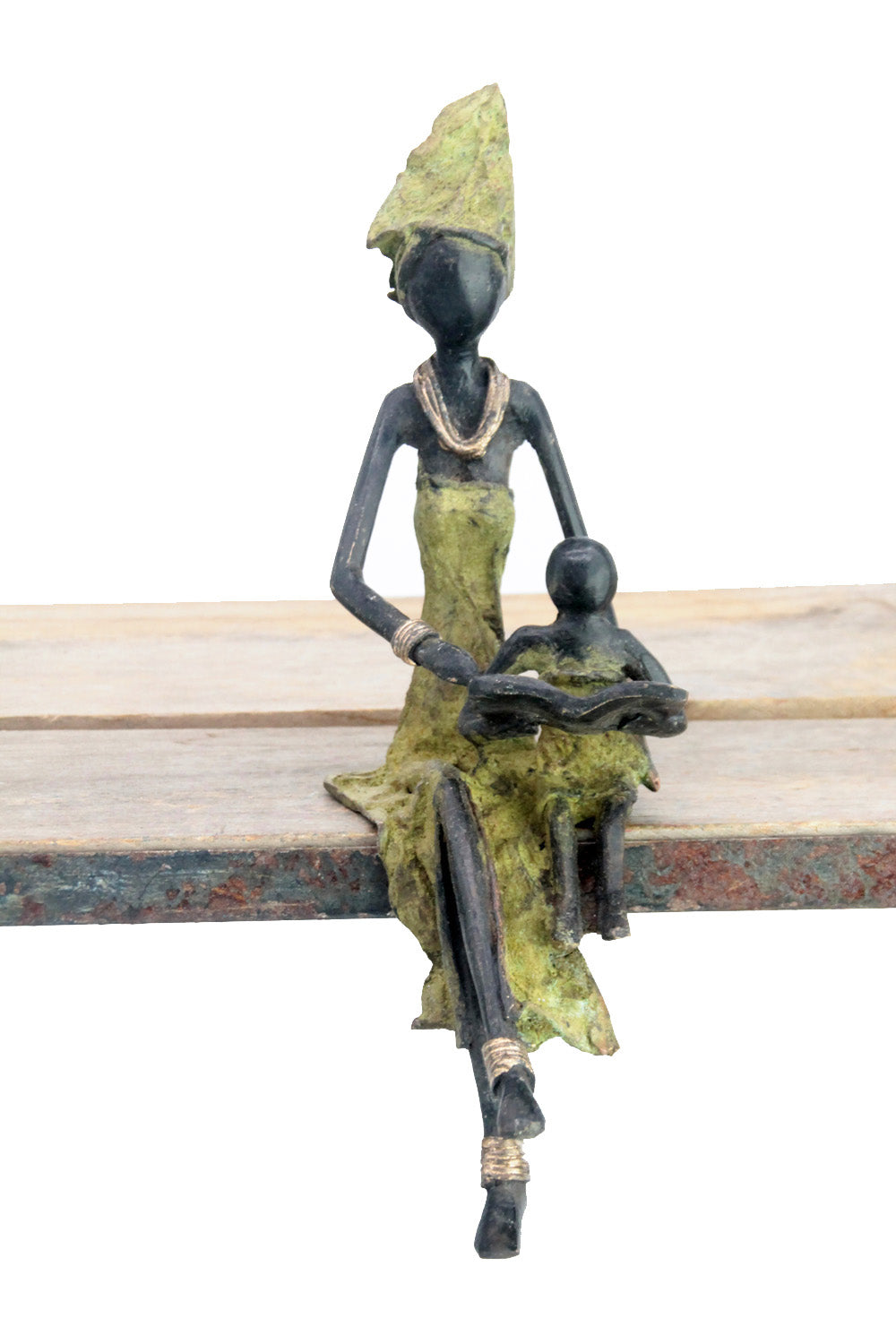 Bronze assis 25 cm vert n°21 Bronzes d&#39;Afrique