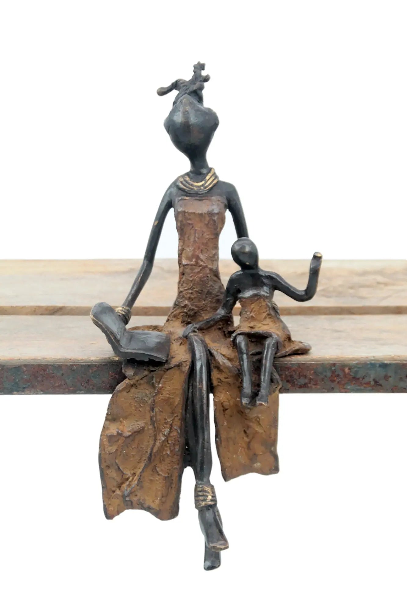 Bronze assis 25 cm marron n°2 Bronzes d&#39;Afrique