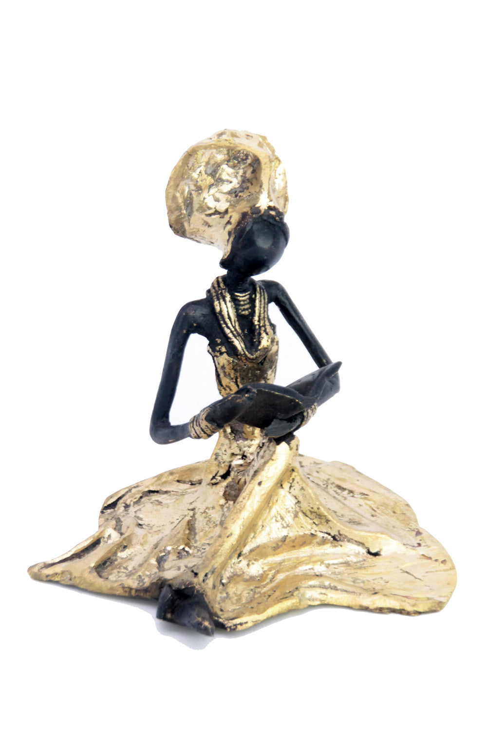 Bronze assis au sol 25 cm doré n°2 Bronzes d&#39;Afrique