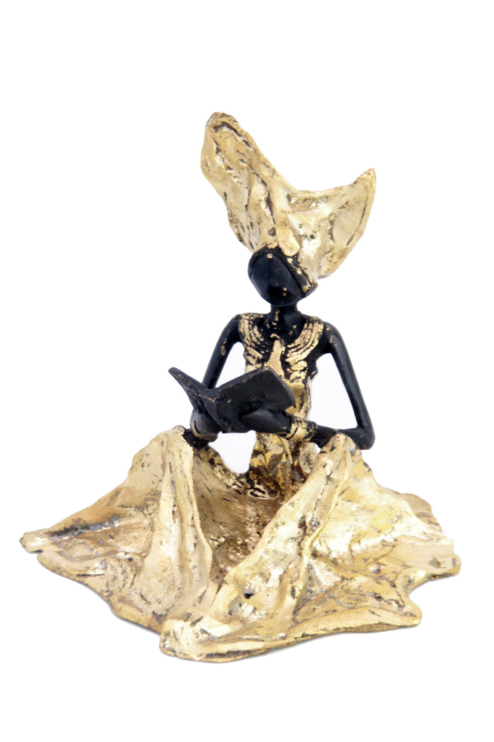 Bronze assis au sol 25 cm doré n°8 Bronzes d&#39;Afrique