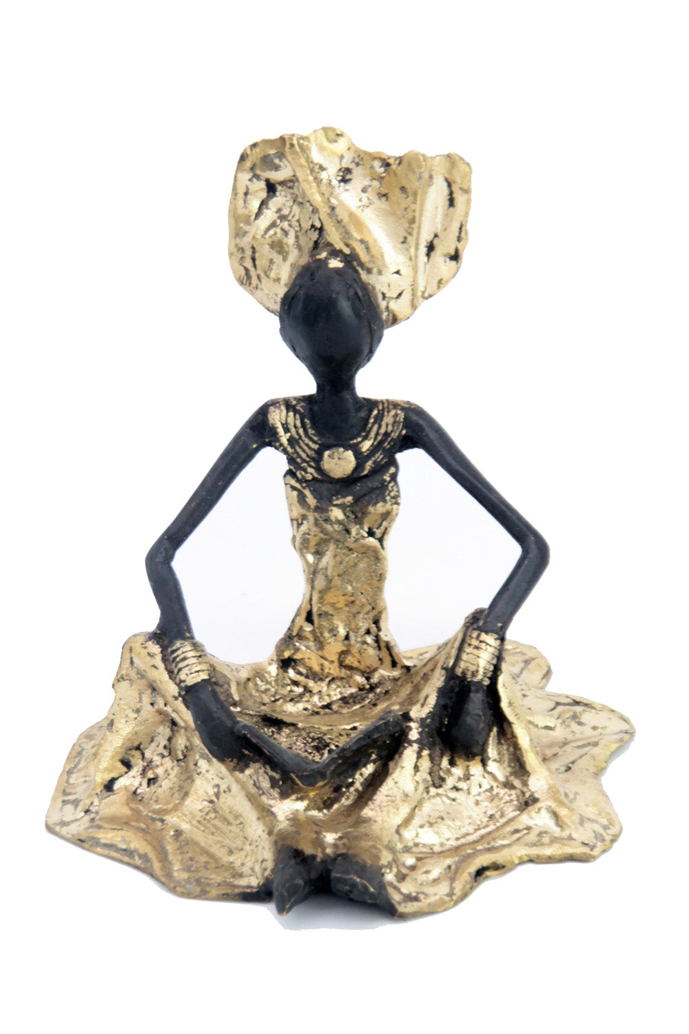 Bronze assis au sol 25 cm doré n°10 Bronzes d&#39;Afrique