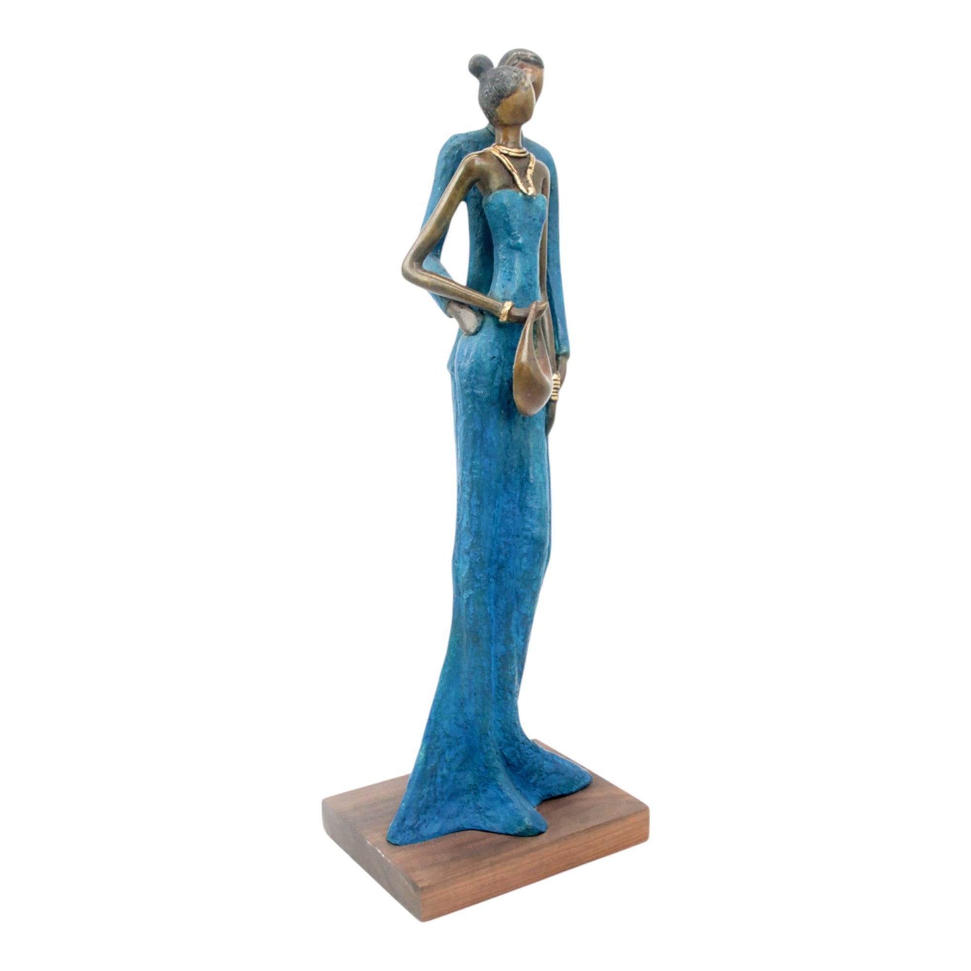 Bronze Issouf couple 55 cm bleu n°2 Bronzes d&#39;Afrique