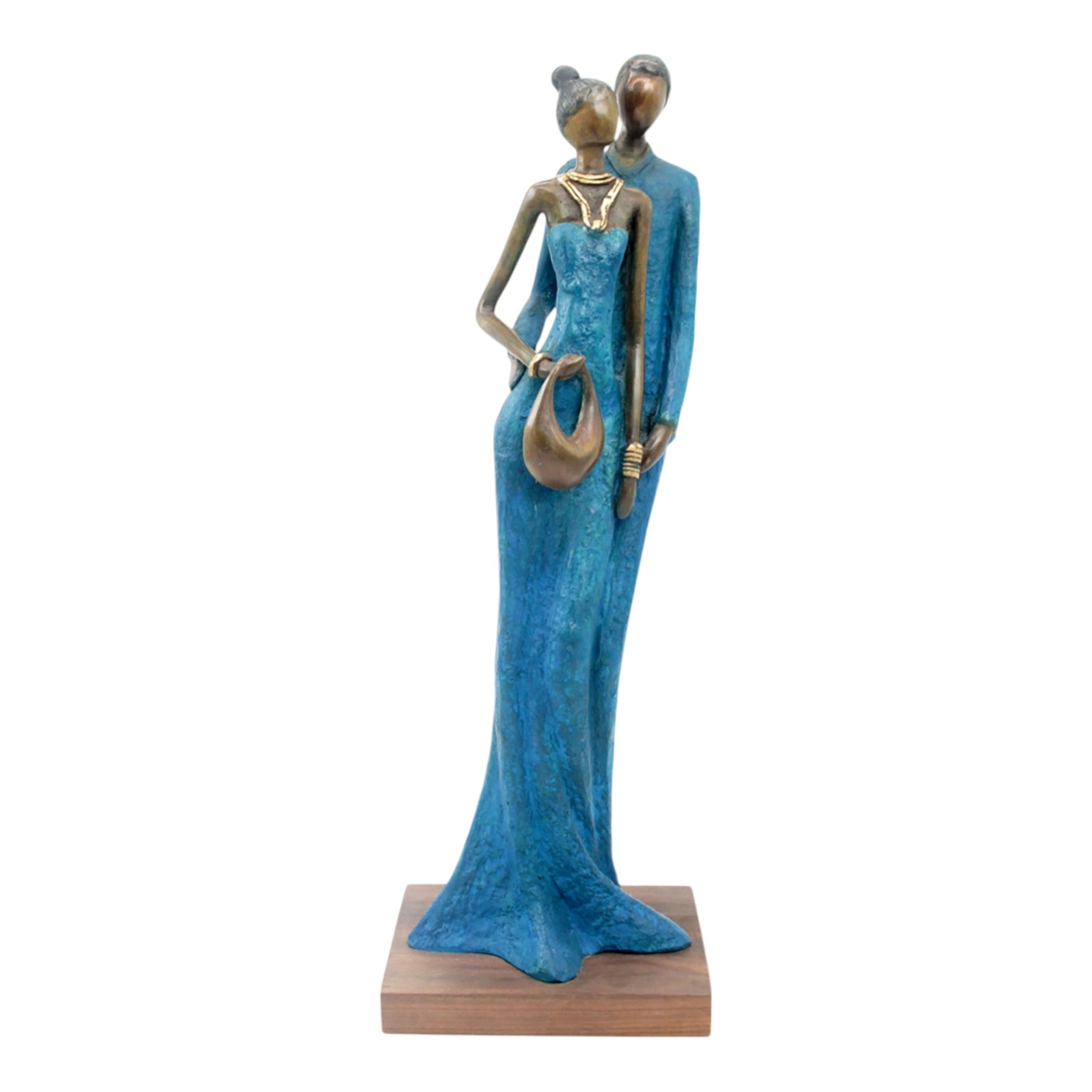 Bronze Issouf couple 55 cm bleu n°2 Bronzes d&#39;Afrique