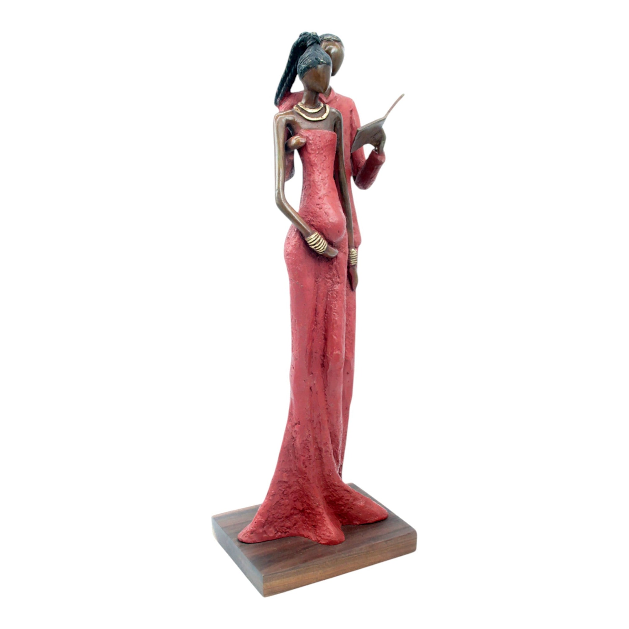 Bronze Issouf couple 55 cm rouge n°2 Bronzes d&#39;Afrique