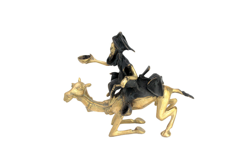 Chamelier 25 cm noir &amp; doré n°1 Bronzes d&#39;Afrique