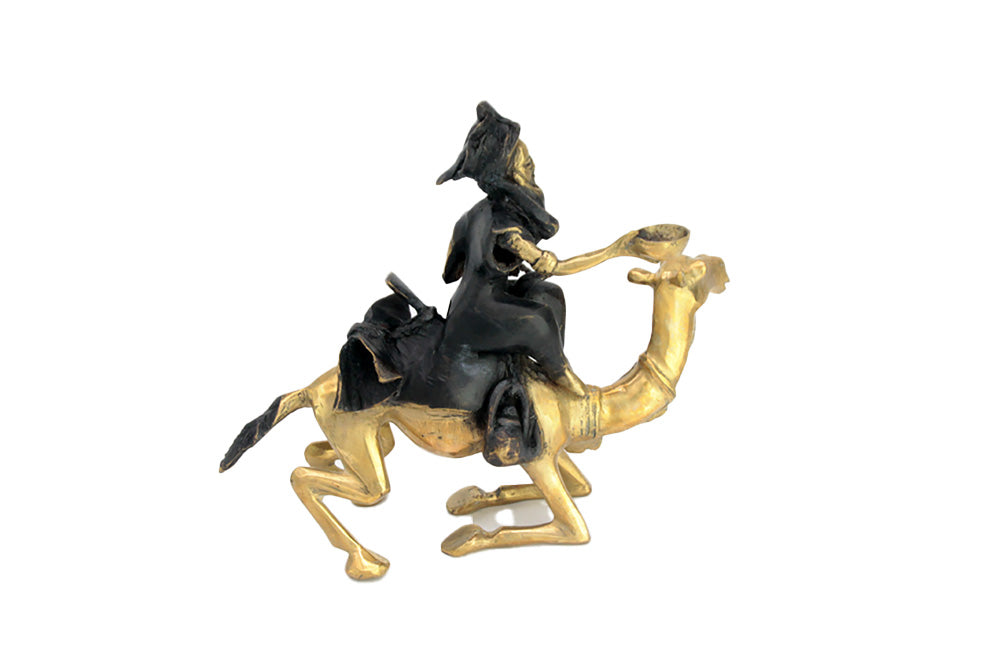 Chamelier 25 cm noir &amp; doré n°1 Bronzes d&#39;Afrique