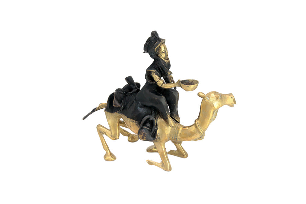 Chamelier 25 cm noir &amp; doré n°1 Bronzes d&#39;Afrique