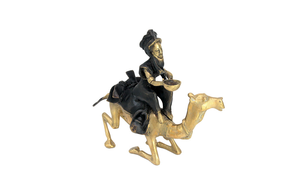 Chamelier 25 cm noir &amp; doré n°1 Bronzes d&#39;Afrique