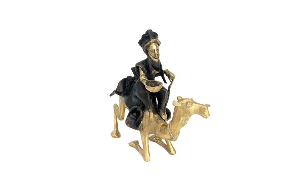Chamelier 25 cm noir &amp; doré n°1 Bronzes d&#39;Afrique