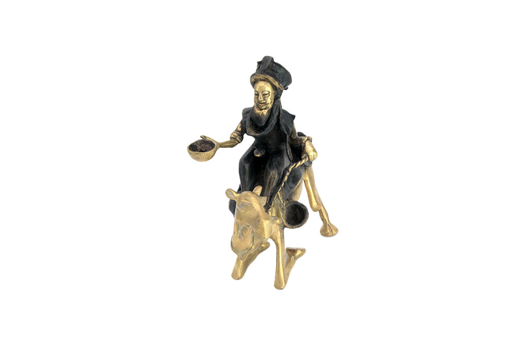 Chamelier 25 cm noir &amp; doré n°1 Bronzes d&#39;Afrique