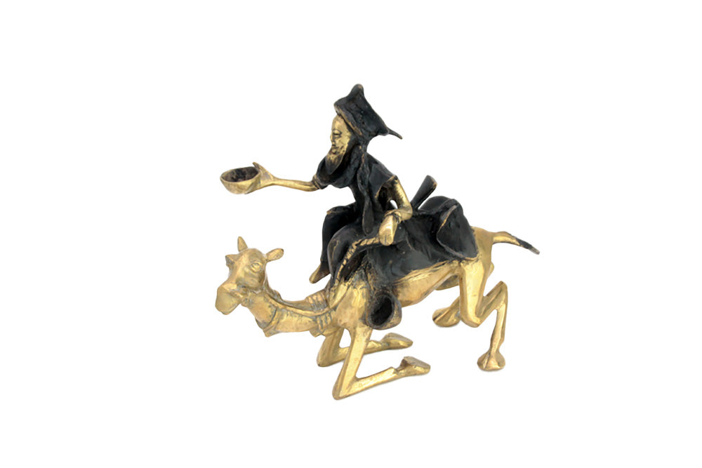 Chamelier 25 cm noir &amp; doré n°1 Bronzes d&#39;Afrique