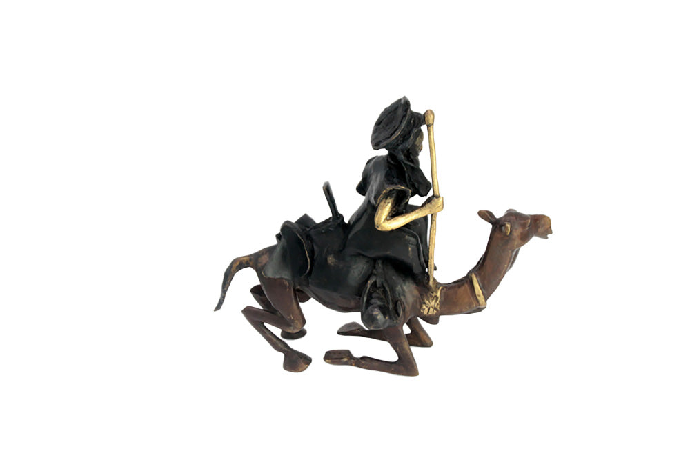 Chamelier 25 cm noir &amp; doré n°2 Bronzes d&#39;Afrique