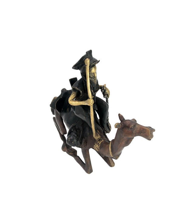 Chamelier 25 cm noir &amp; doré n°2 Bronzes d&#39;Afrique