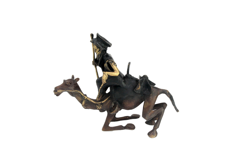 Chamelier 25 cm noir &amp; doré n°2 Bronzes d&#39;Afrique