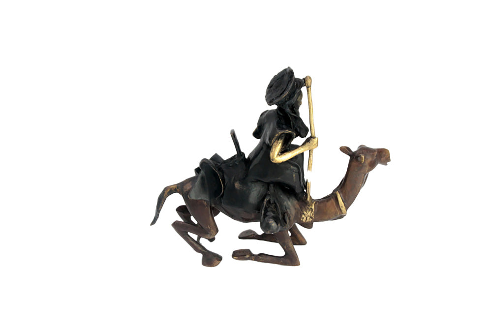 Chamelier 25 cm noir &amp; doré n°2 Bronzes d&#39;Afrique