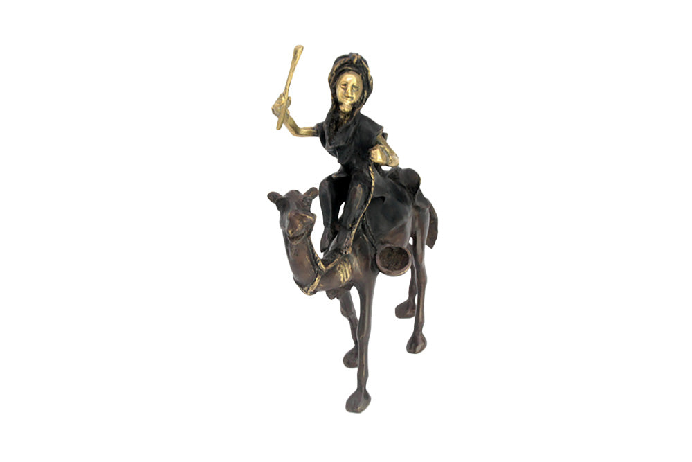Chamelier 25 cm noir &amp; doré n°3 Bronzes d&#39;Afrique