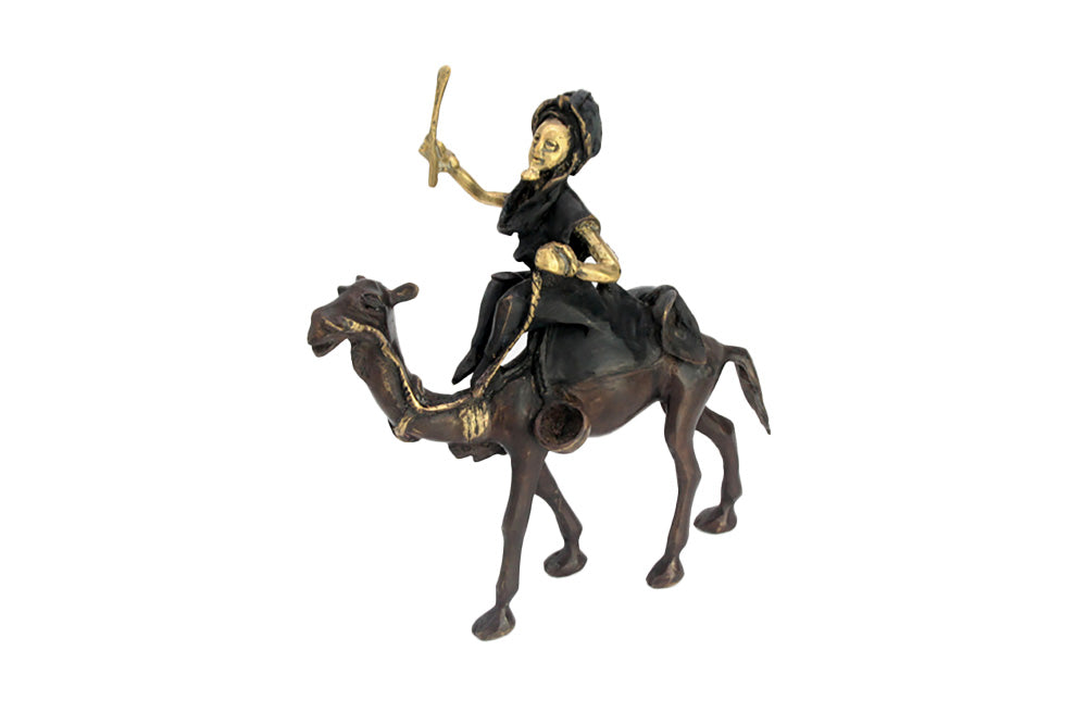 Chamelier 25 cm noir &amp; doré n°3 Bronzes d&#39;Afrique