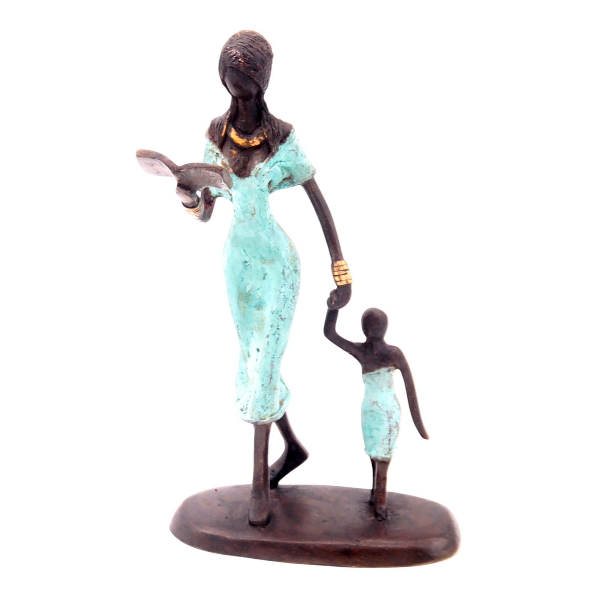 Bronze 25 cm turquoise n°9 Bronzes d&#39;Afrique