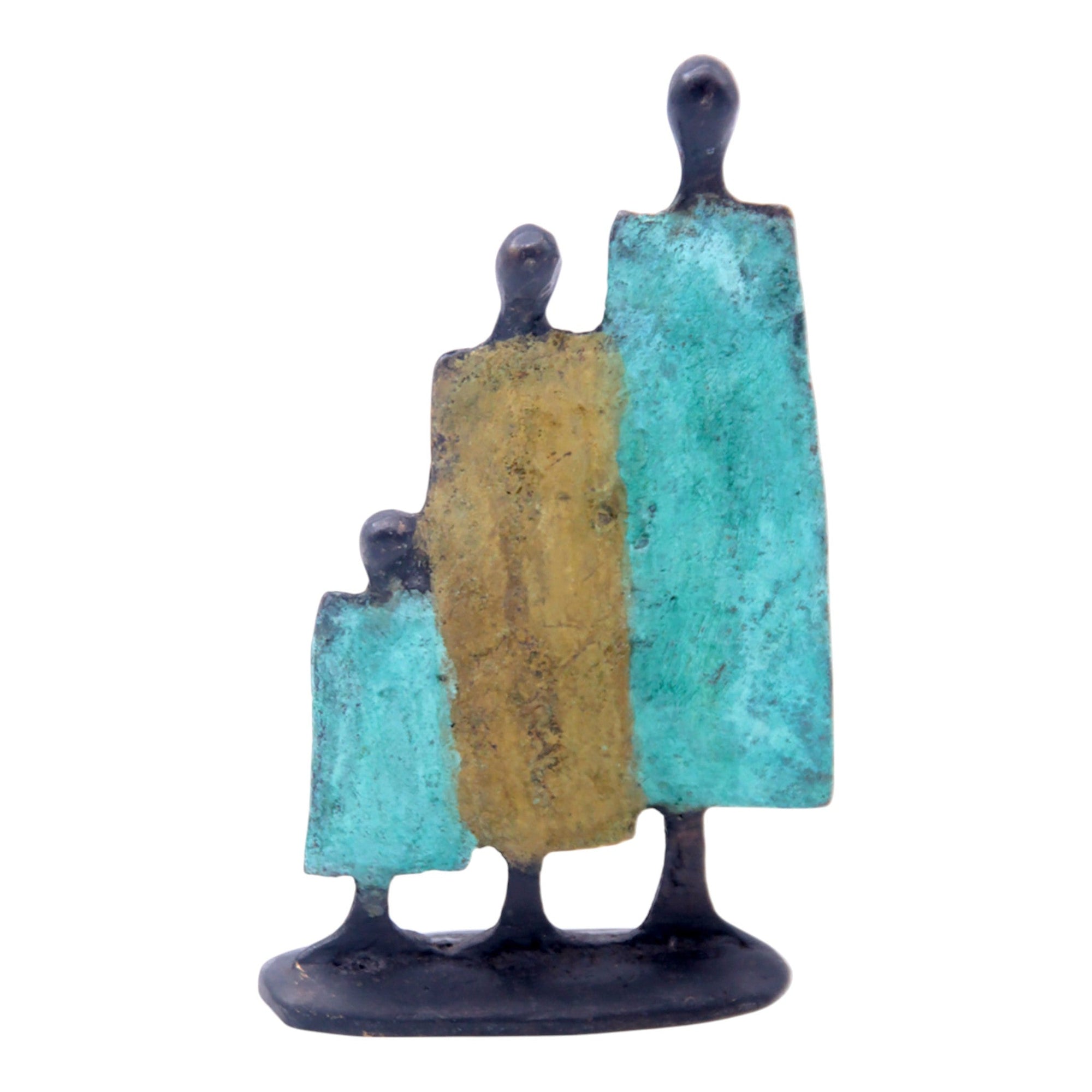 Famille 3 personnages marron & vert n°2 Bronzes d'Afrique