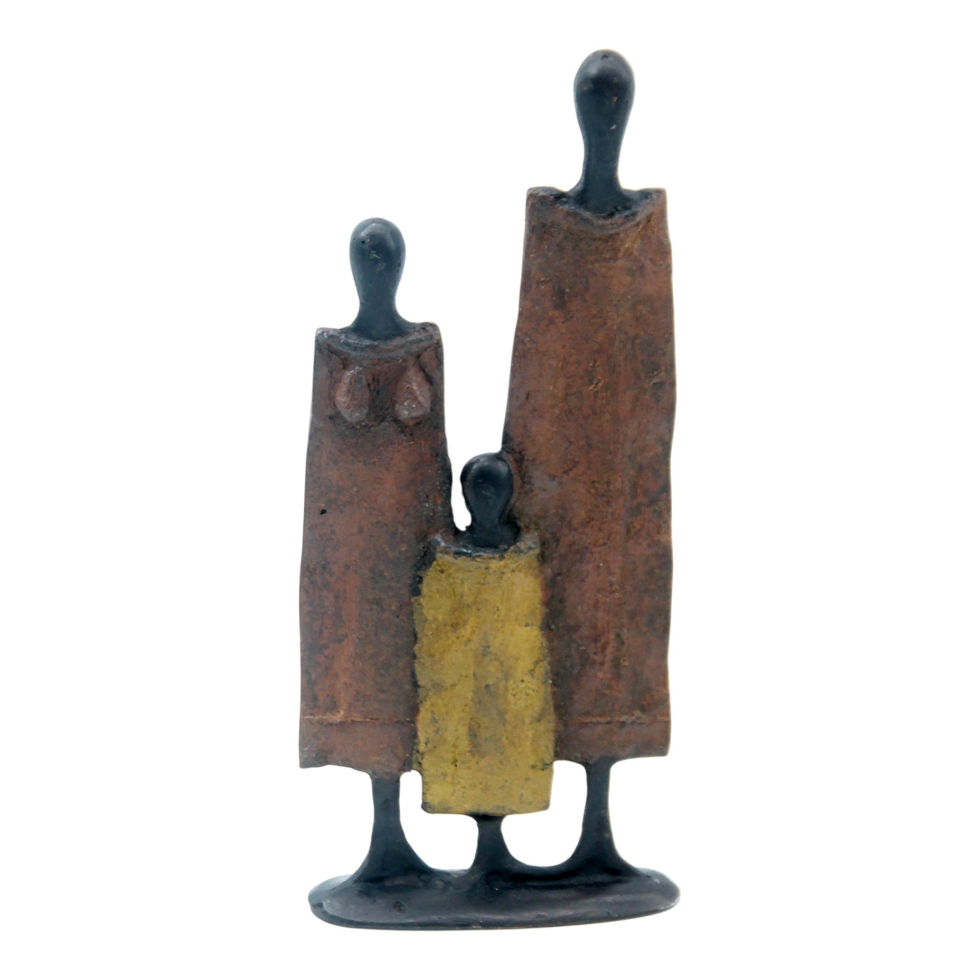 Famille 3 personnages marron & vert n°3 Bronzes d'Afrique