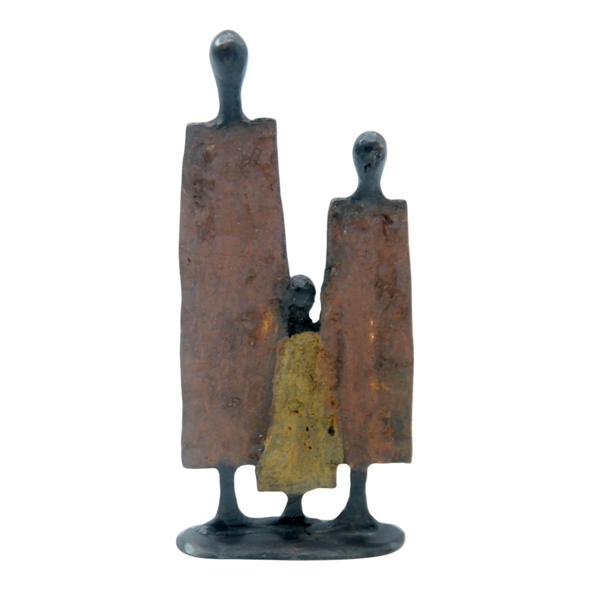 Famille 3 personnages marron & vert n°3 Bronzes d'Afrique