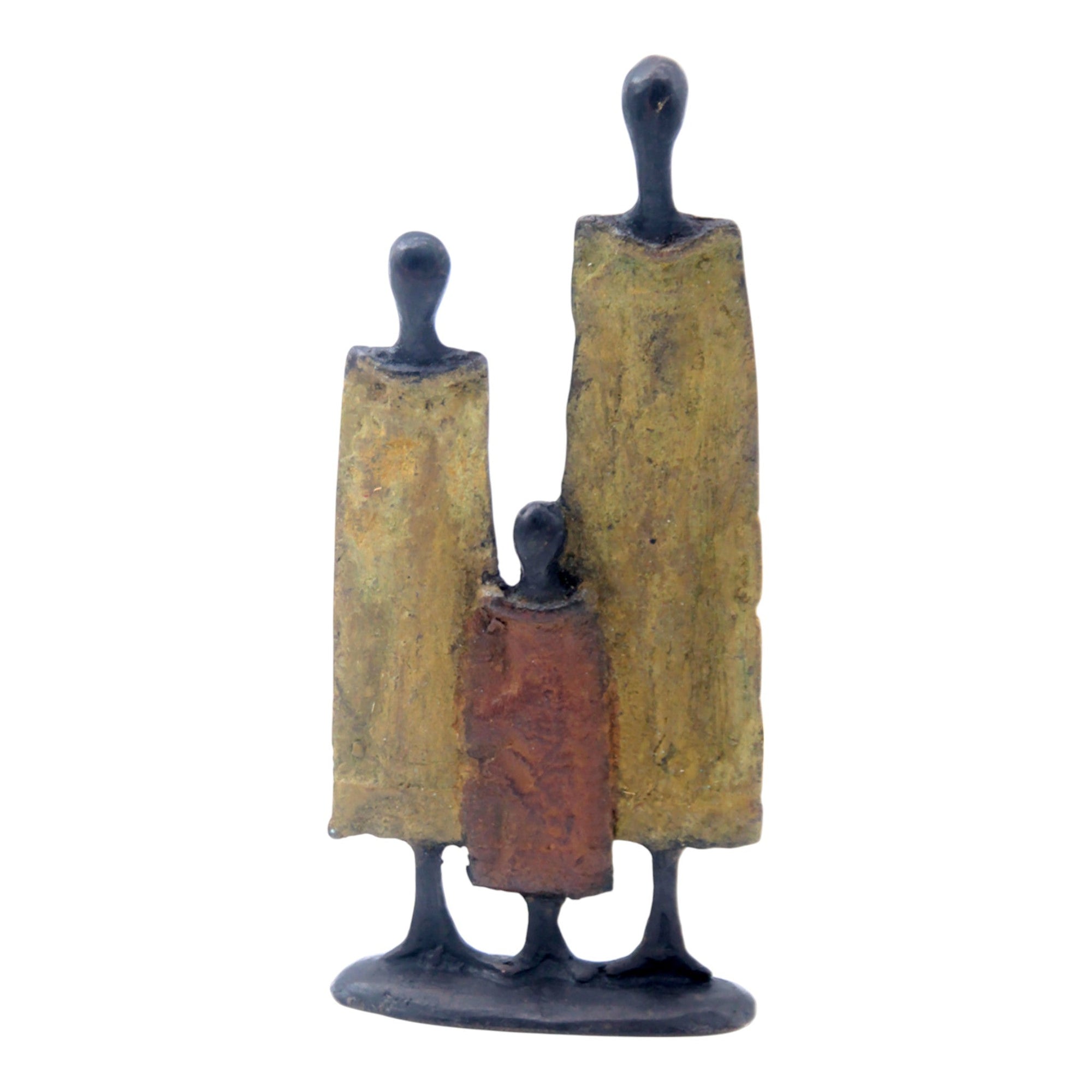 Famille 3 personnages marron & vert n°5 Bronzes d'Afrique