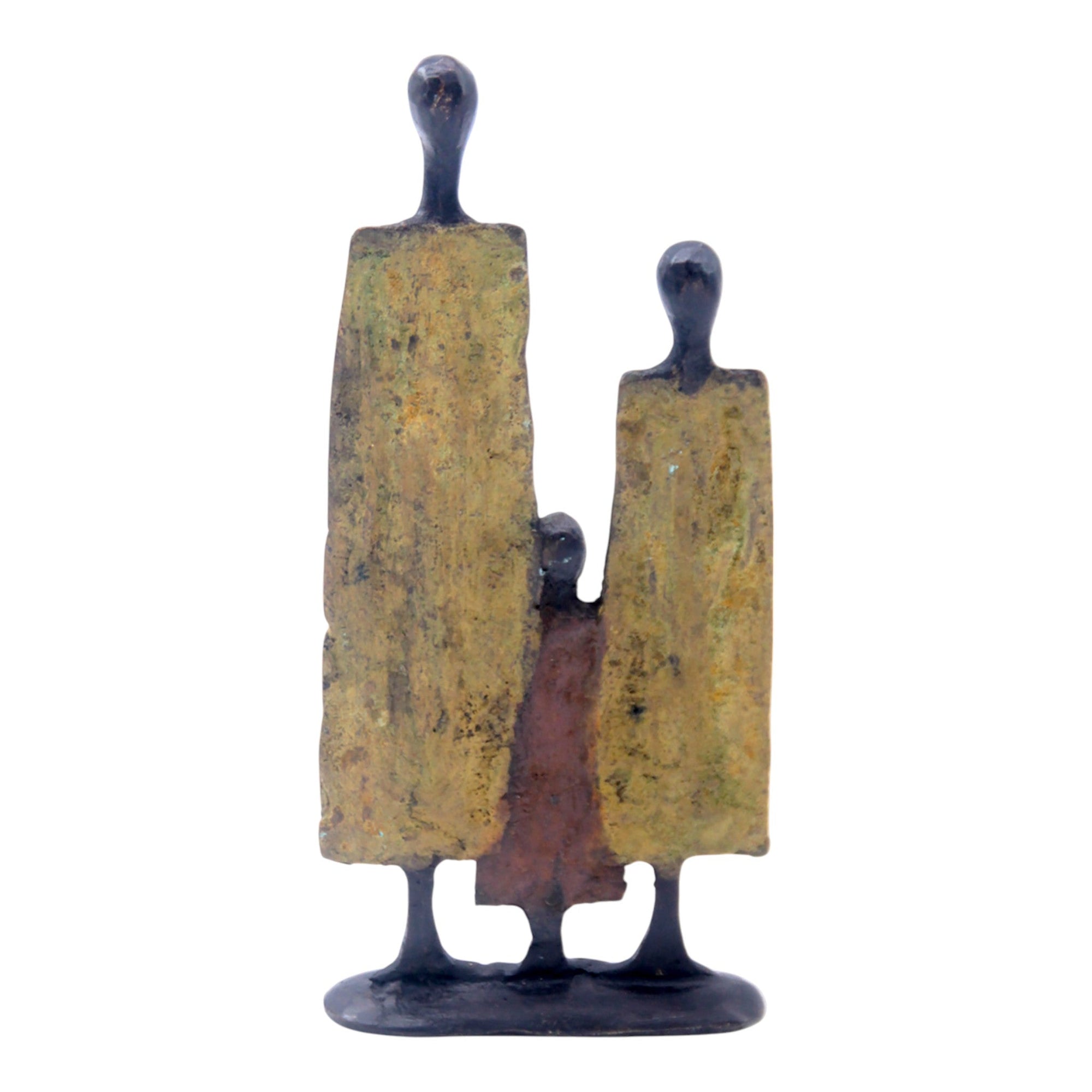Famille 3 personnages marron & vert n°5 Bronzes d'Afrique