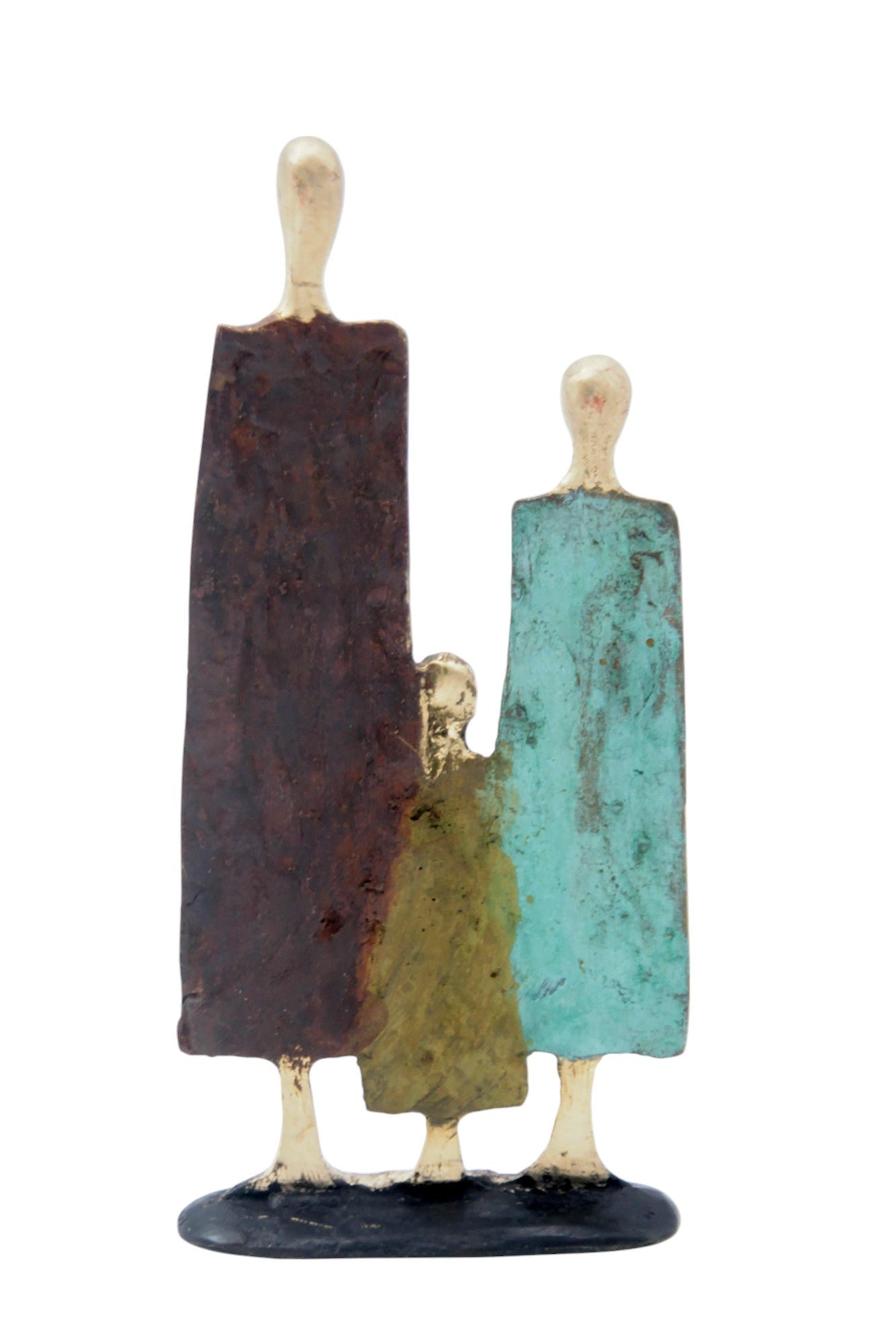 Famille 3 personnages marron & vert n°6 Bronzes d'Afrique