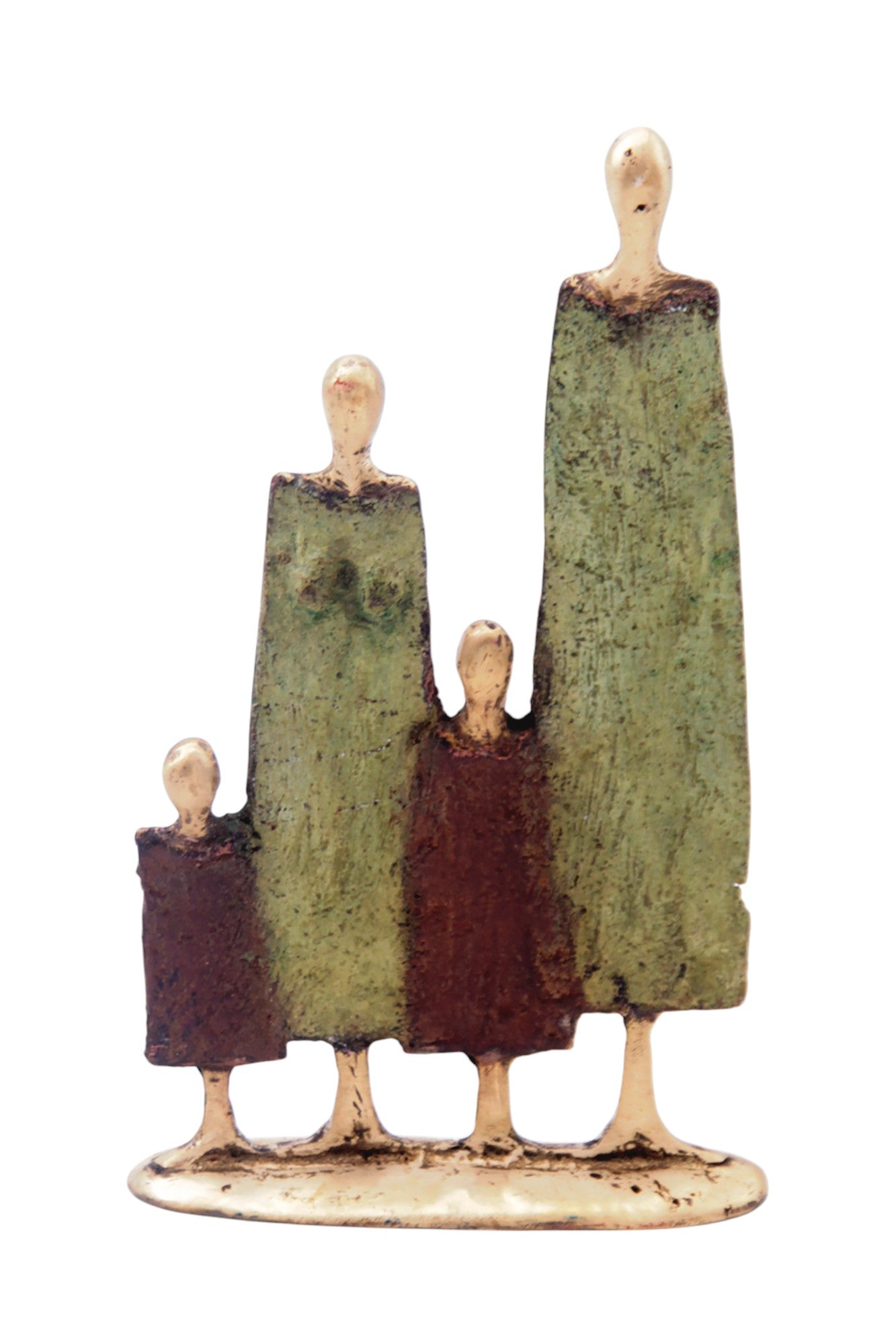 Bronze famille à 4 20 cm marron et vert n°2 Bronzes d'Afrique