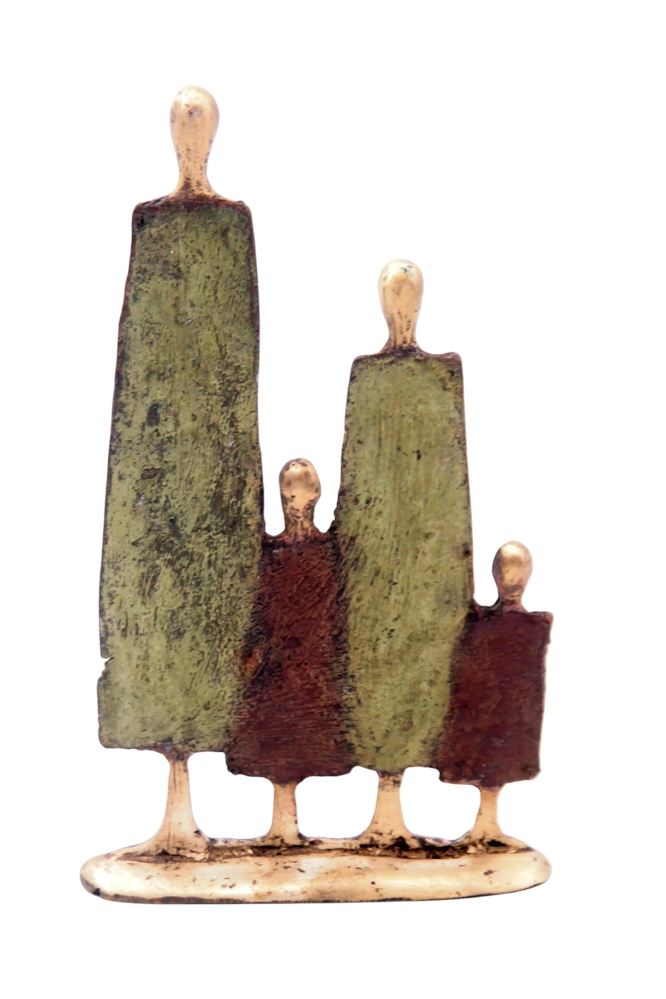 Bronze famille à 4 20 cm marron et vert n°2 Bronzes d'Afrique