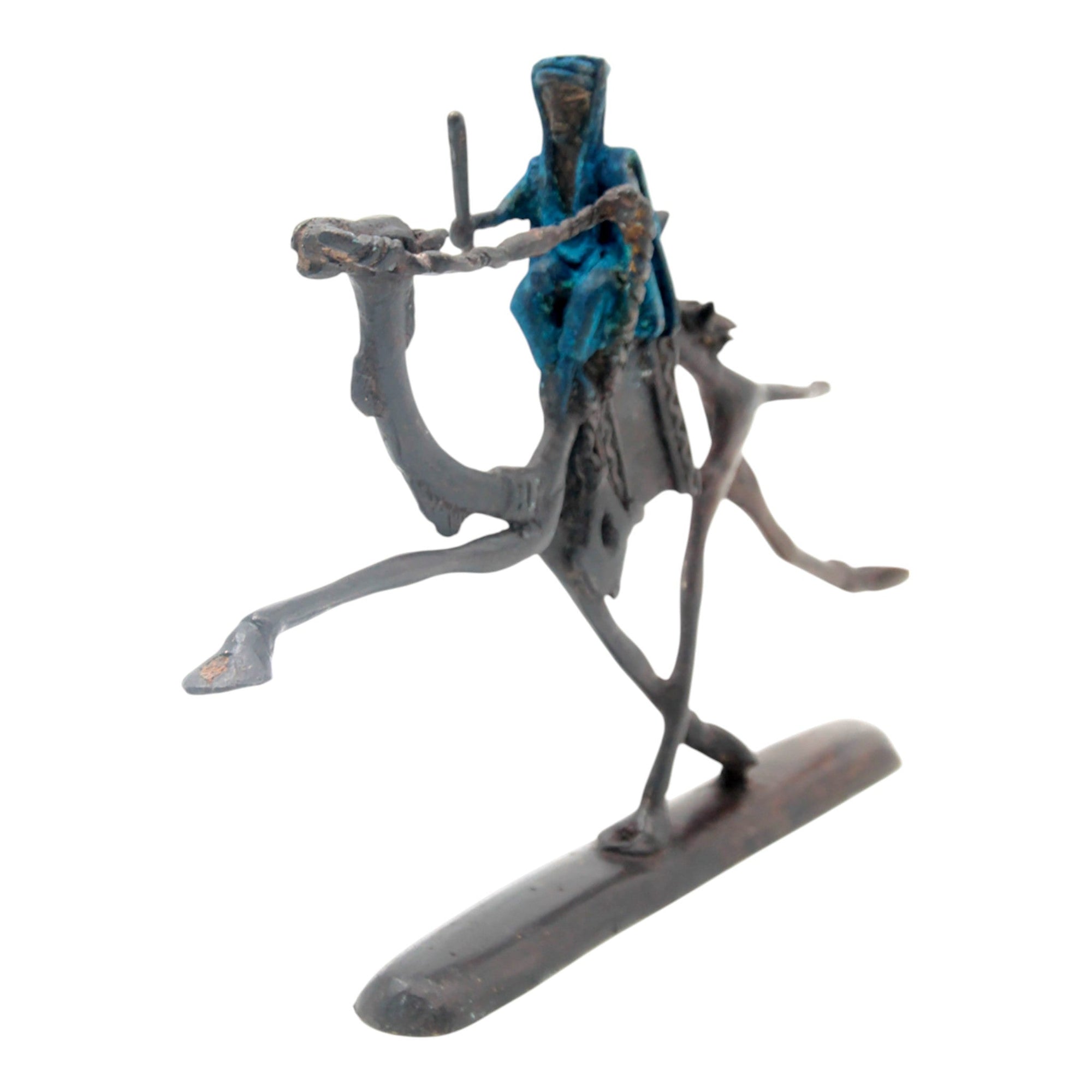 Chamelier 20 cm bleu n°2 Bronzes d&#39;Afrique