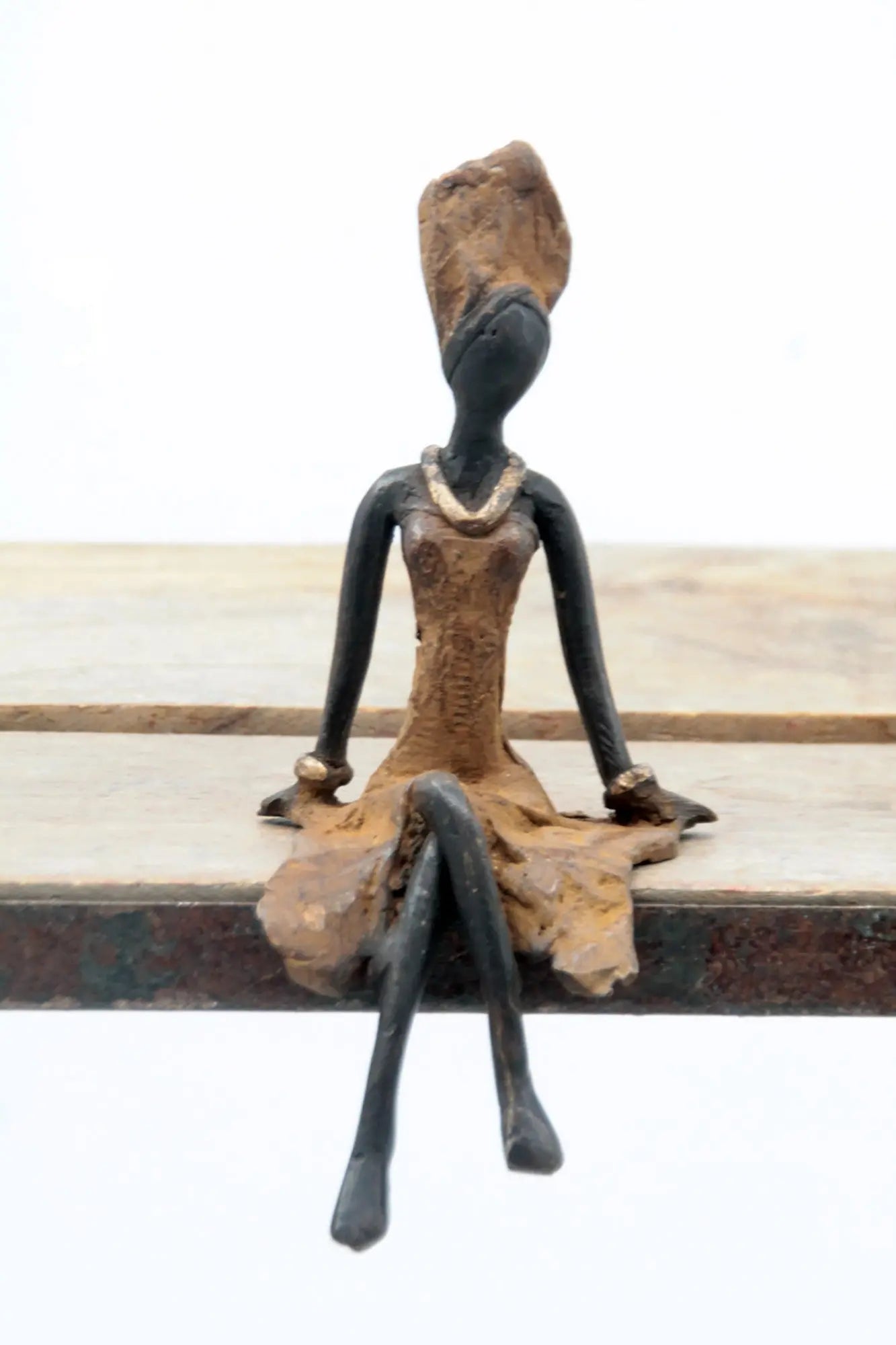 Bronze assis 15 cm marron n°6 Bronzes d&#39;Afrique