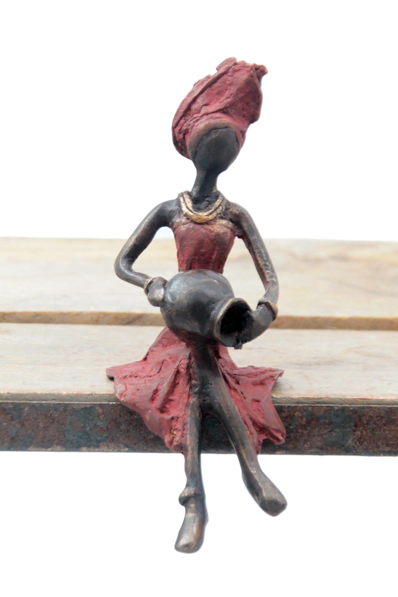Bronze assis 15 cm rouge n°2 Bronzes d&#39;Afrique