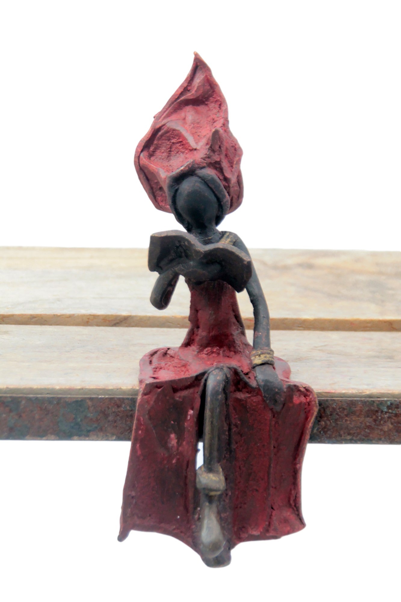 Bronze assis 15 cm rouge n°6 Bronzes d&#39;Afrique
