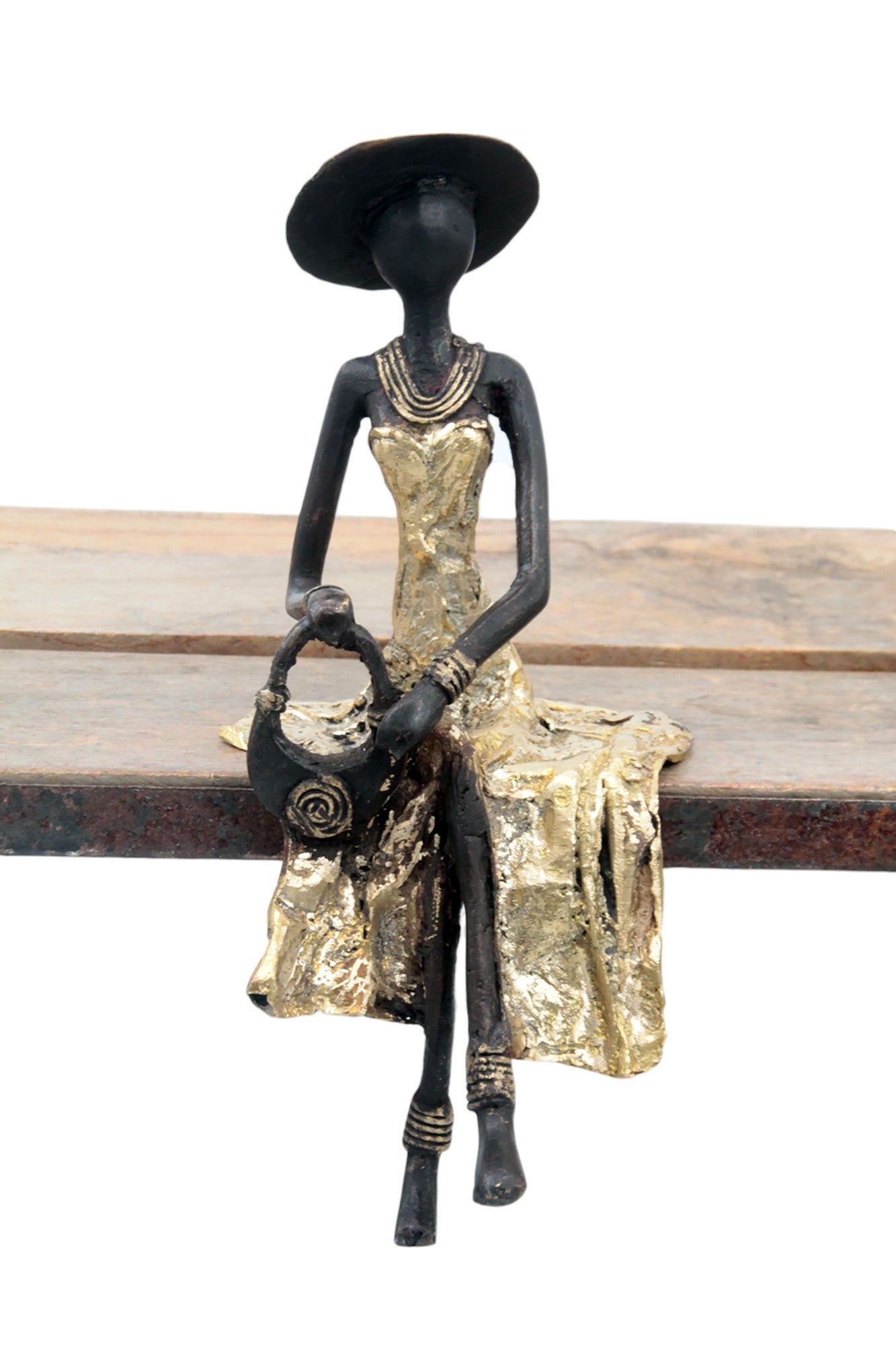 Bronze assis 25 cm doré n°1 Bronzes d&#39;Afrique