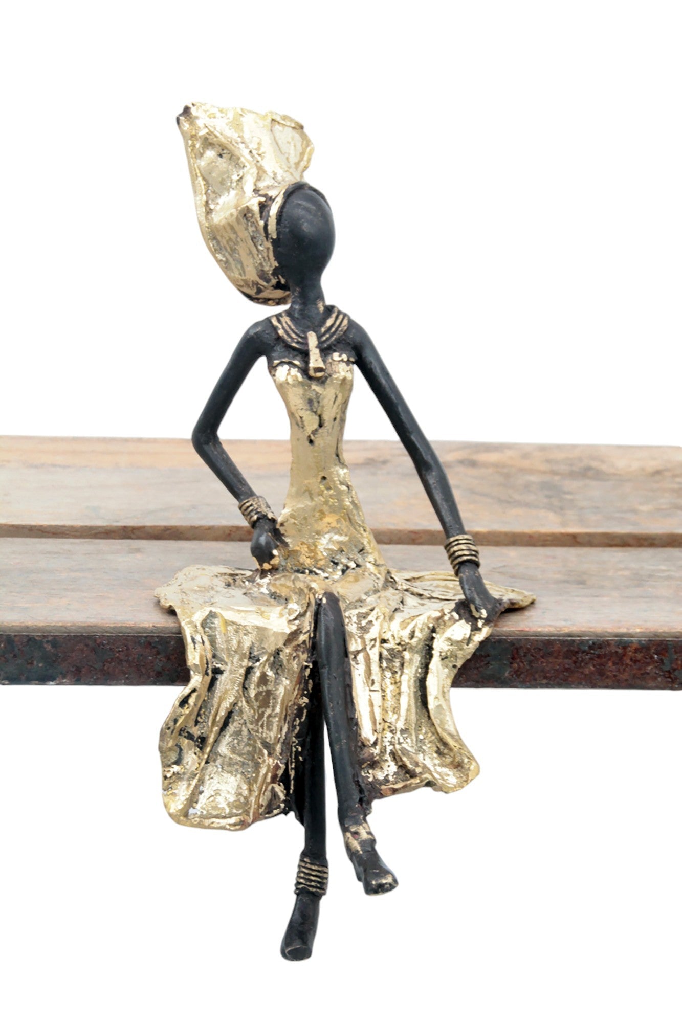 Bronze assis 25 cm doré n°11 Bronzes d&#39;Afrique