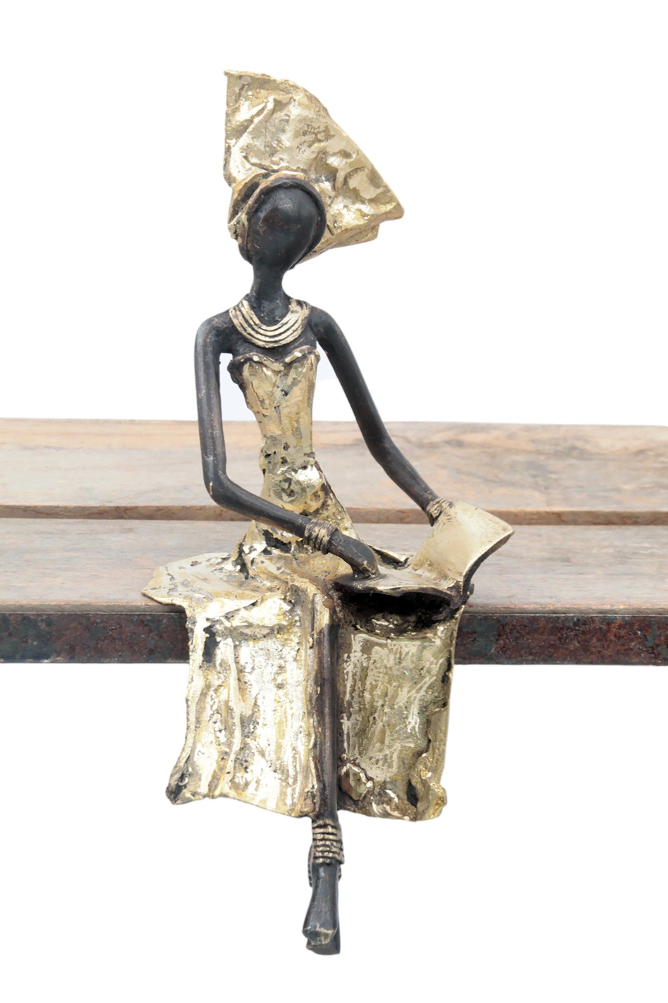 Bronze assis 25 cm doré n°15 Bronzes d'Afrique