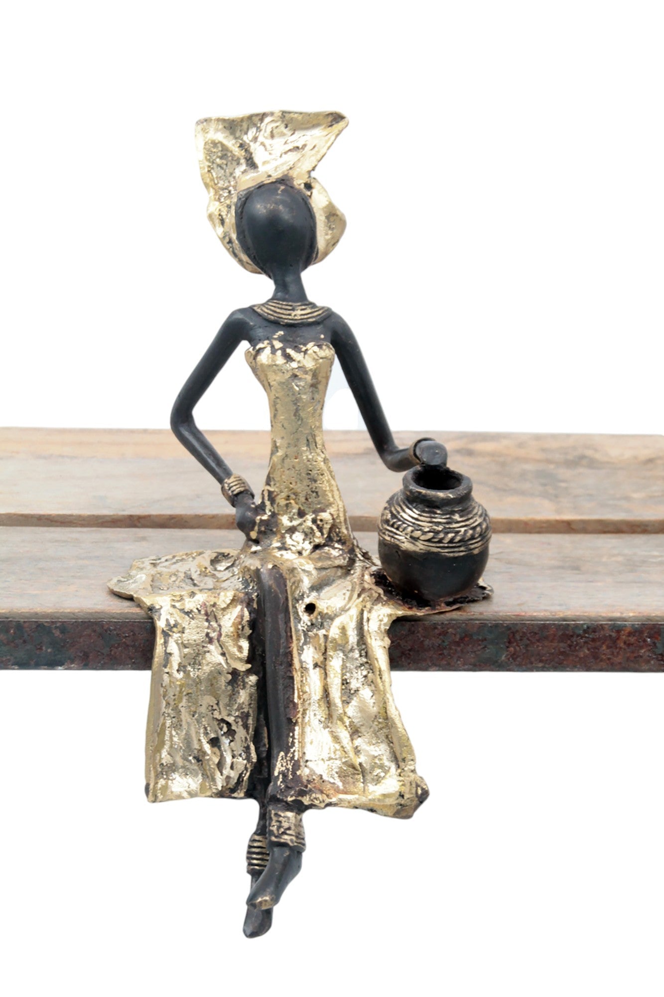 Bronze assis 25 cm doré n°16 Bronzes d'Afrique