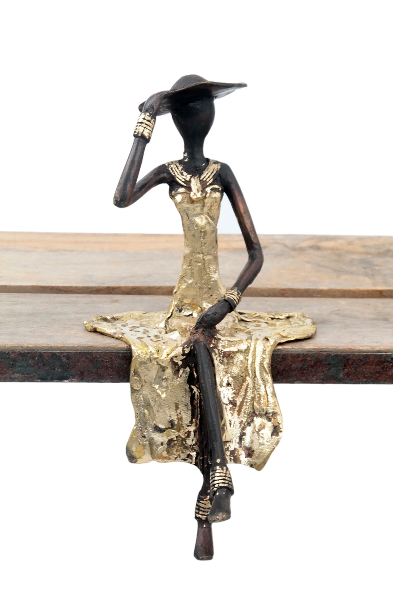 Bronze assis 25 cm doré n°18 Bronzes d'Afrique