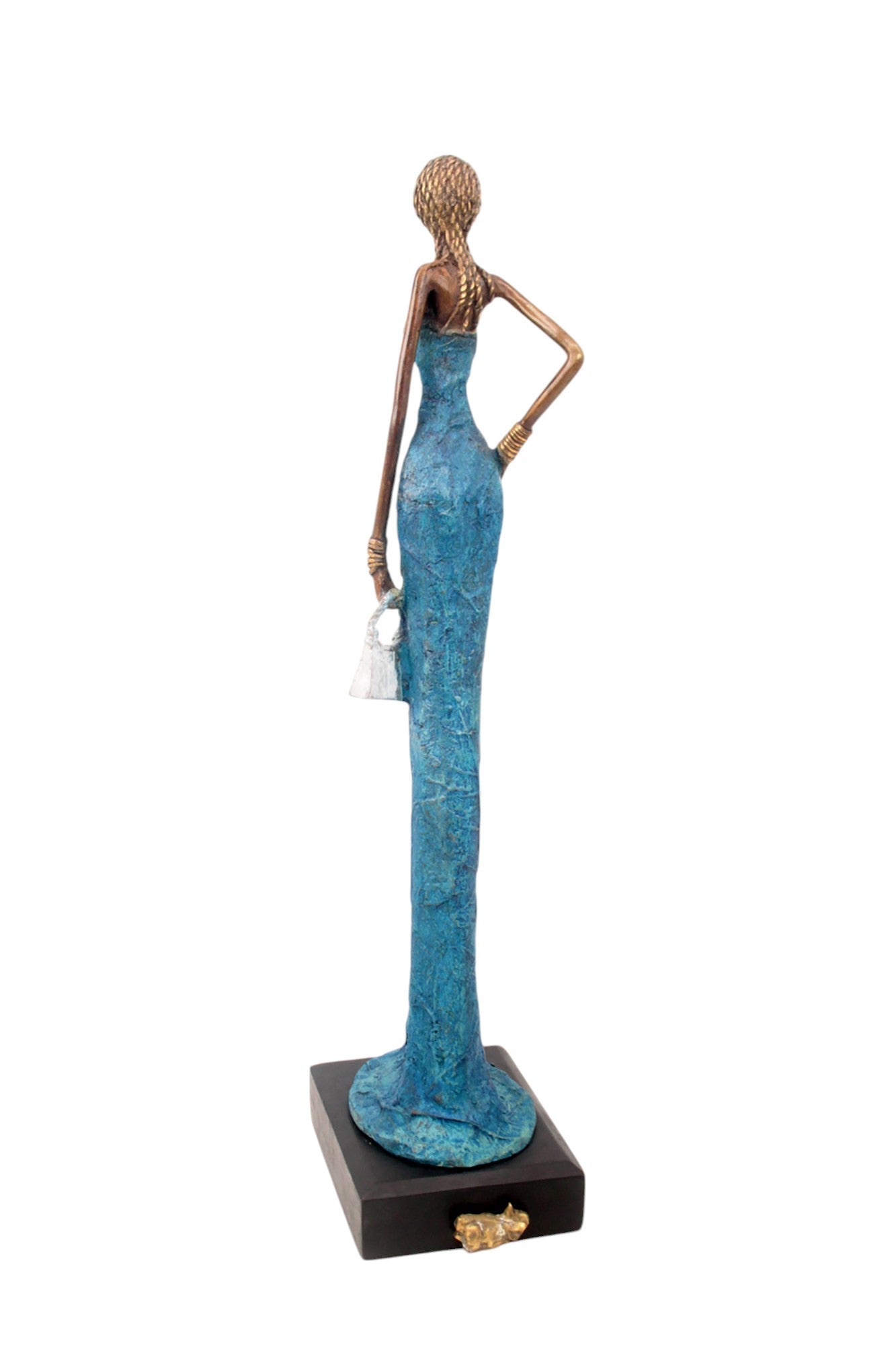 Bronze Issouf sans socle 55 cm bleu n°3 Bronzes d&#39;Afrique