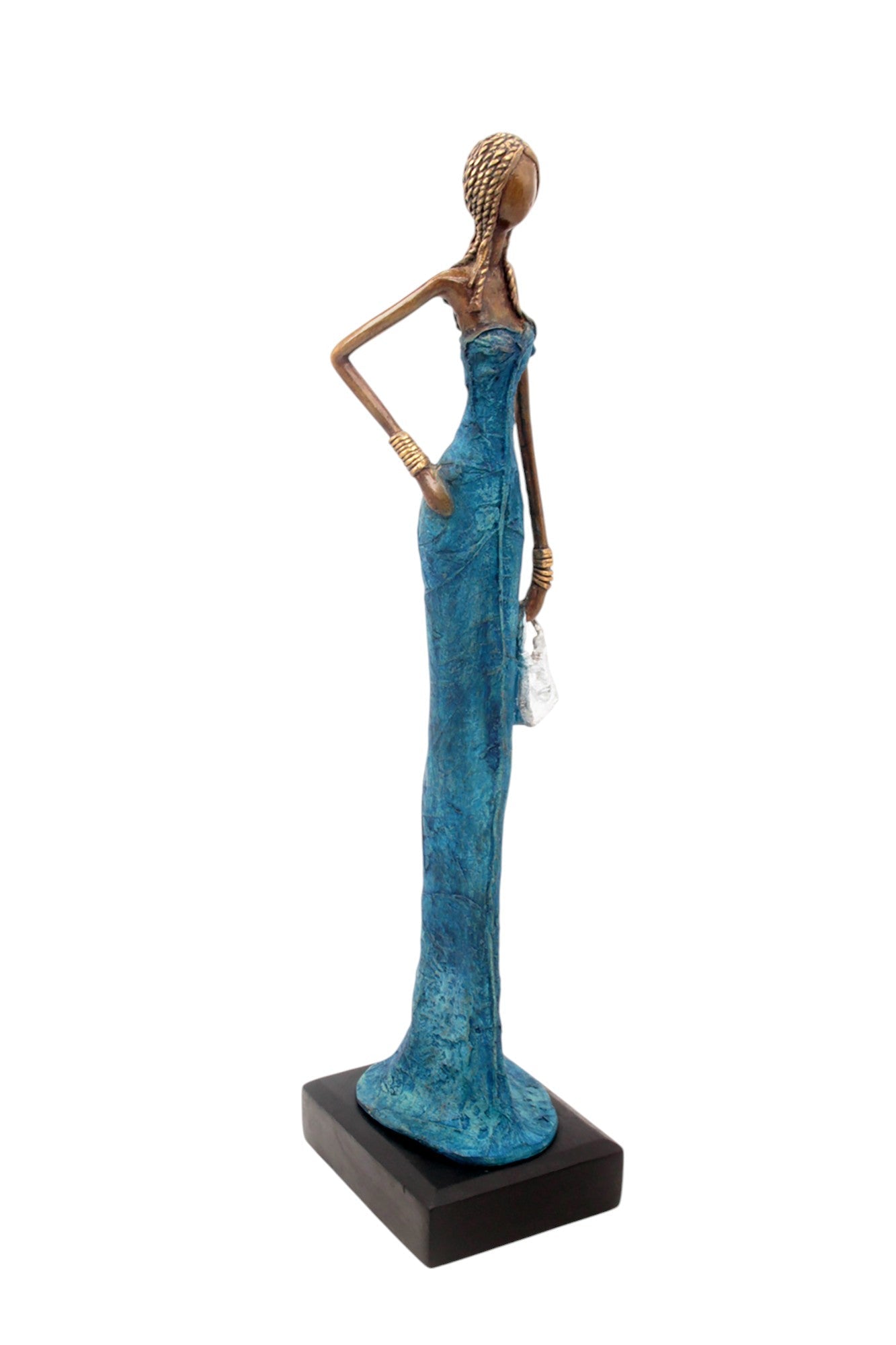 Bronze Issouf sans socle 55 cm bleu n°3 Bronzes d&#39;Afrique