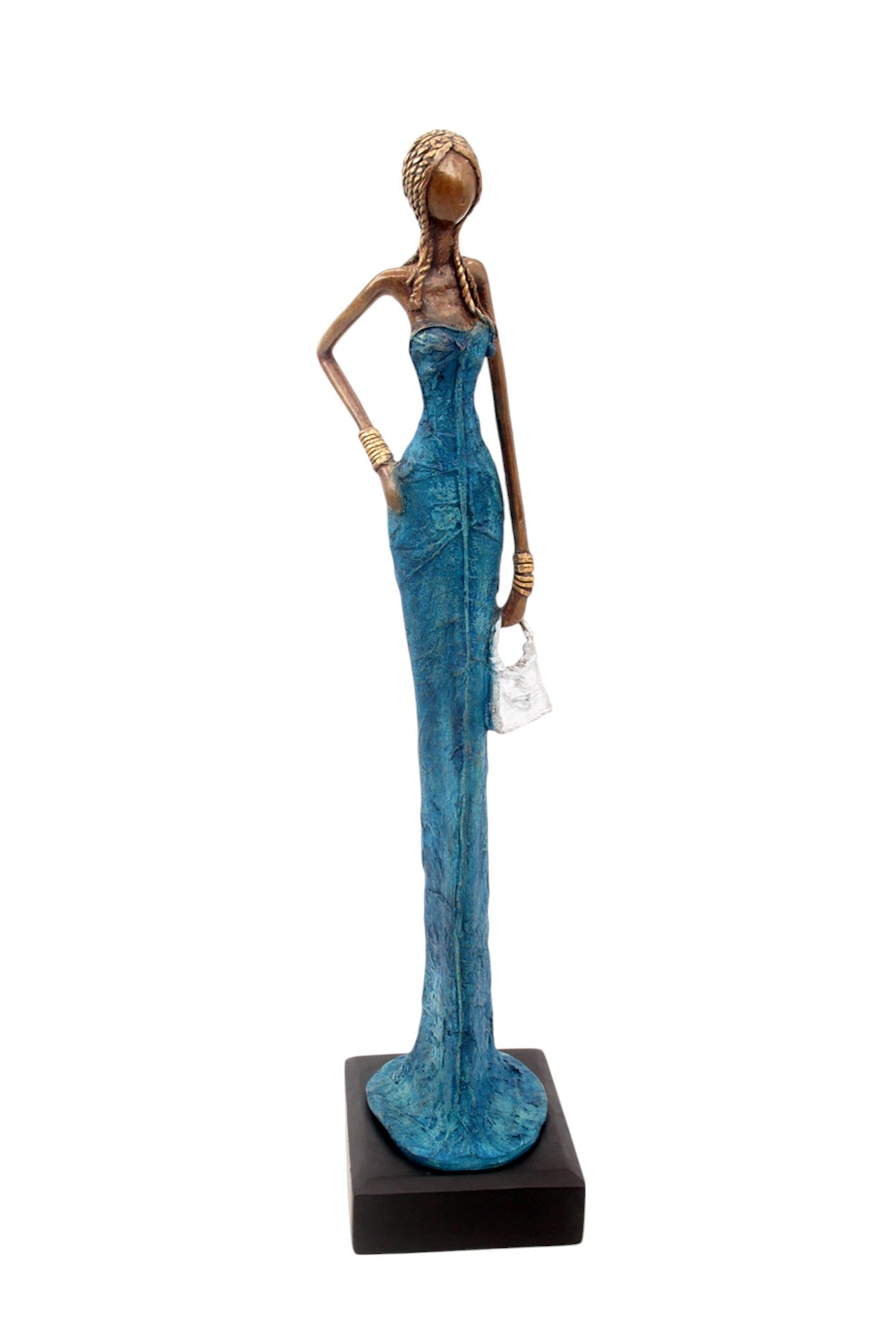 Bronze Issouf sans socle 55 cm bleu n°3 Bronzes d&#39;Afrique