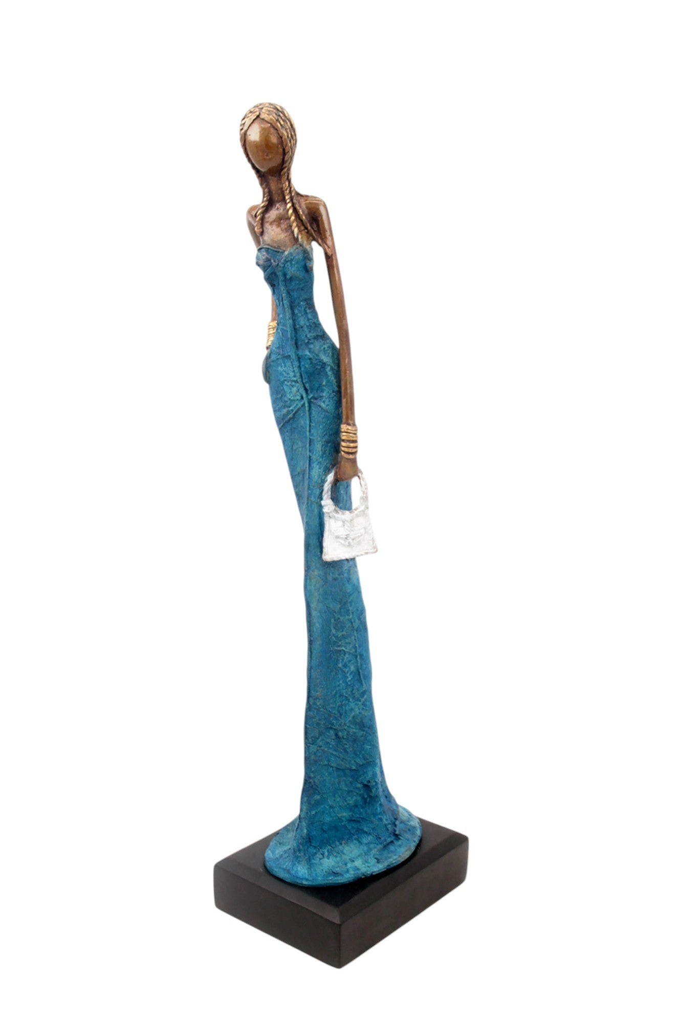 Bronze Issouf sans socle 55 cm bleu n°3 Bronzes d&#39;Afrique