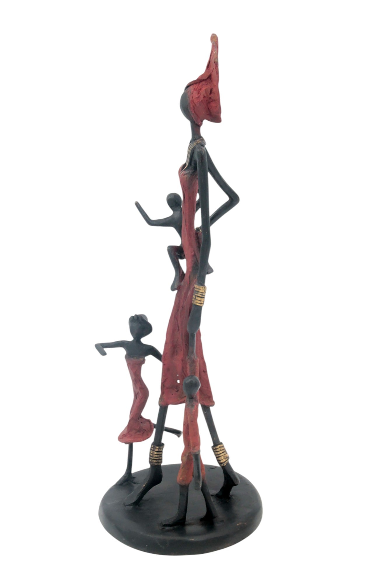 Bronze 3 enfants 35 cm rouge Bronzes d&#39;Afrique