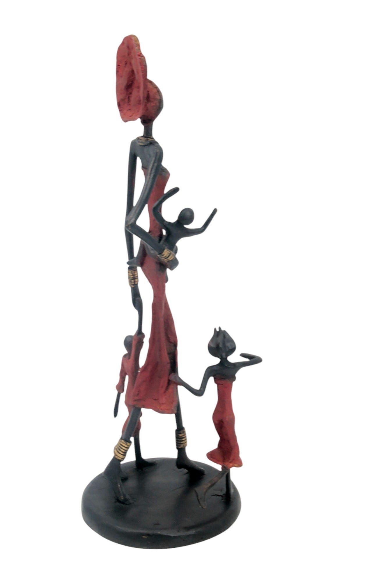 Bronze 3 enfants 35 cm rouge Bronzes d&#39;Afrique