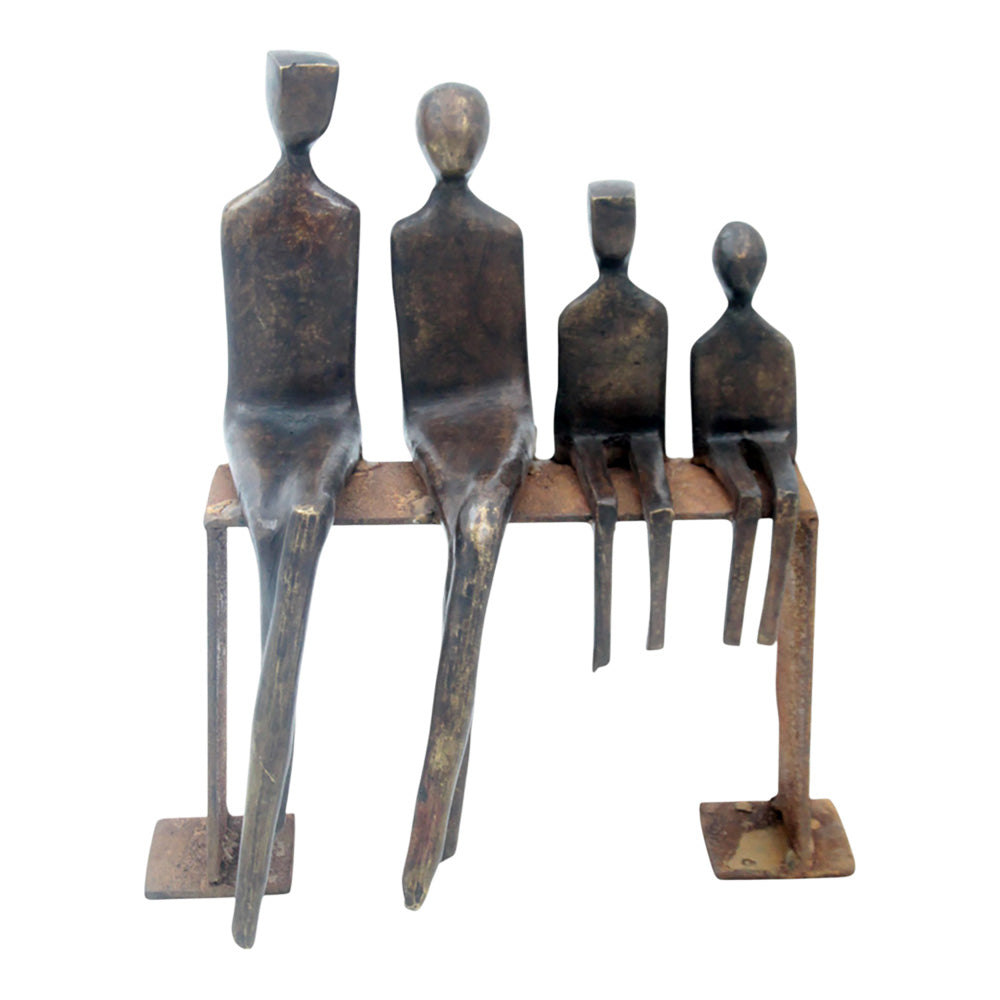 Bronze famille abstraite sur banc 28 cm marron n°1 Bronzes d&#39;Afrique