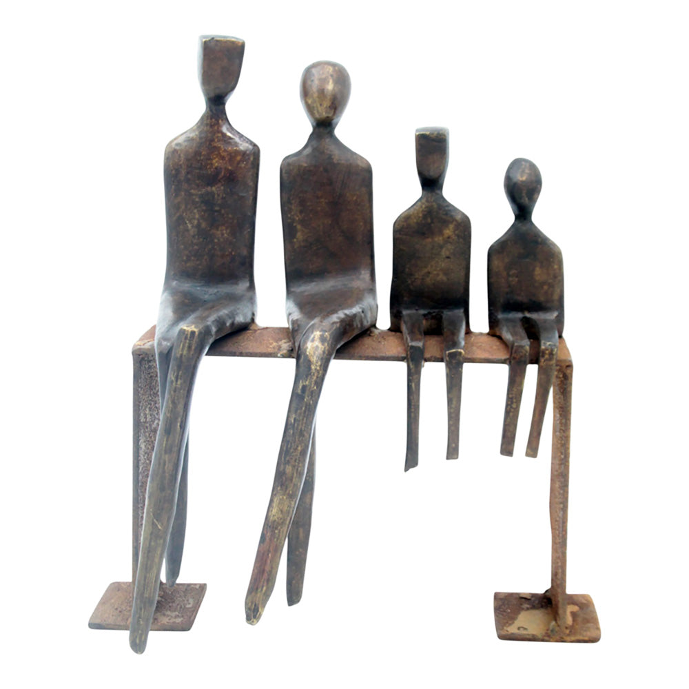 Bronze famille abstraite sur banc 28 cm marron n°1 Bronzes d&#39;Afrique