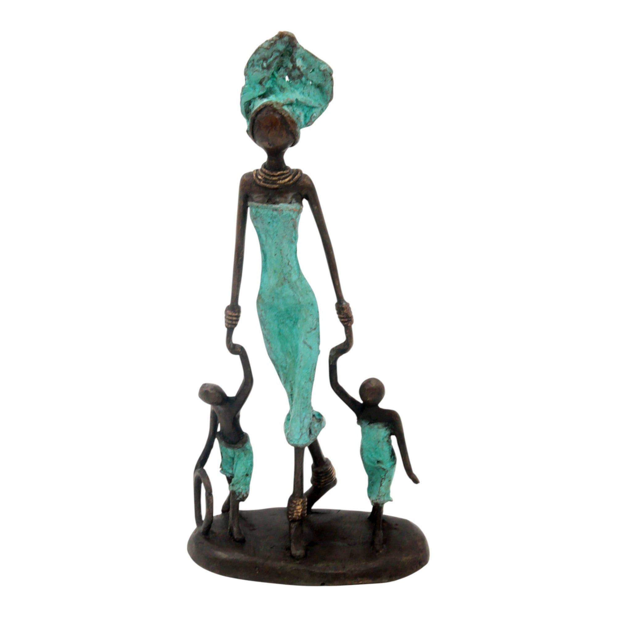 Bronze 25 cm turquoise n°4 Bronzes d&#39;Afrique